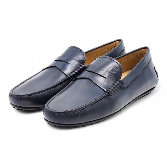 Tod’s Gommino Penny Driving Men\'s Leather Loafers Blue UK 6 US 7.5 - New $695 main image 4